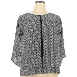 Noir Chic & Elegant Monochrome Patterned Blouse